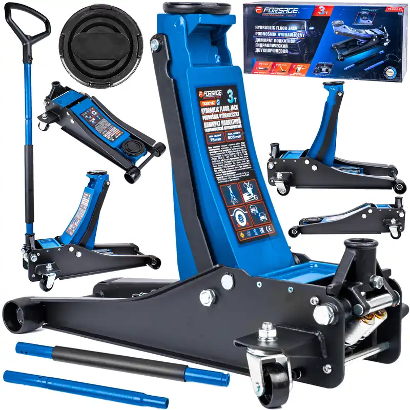 Podnośnik warsztatowy hydrauliczny 3T 2-tłokowy niskoprofilowy FORSAGE Zniżka