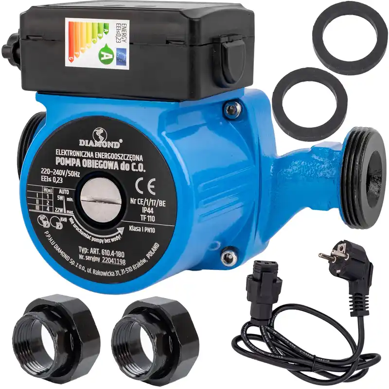 Pompa cyrkulacyjna obiegowa do pieca C.O. 25-40/180 + śrubunki 5-22W DIAMOND Promocja