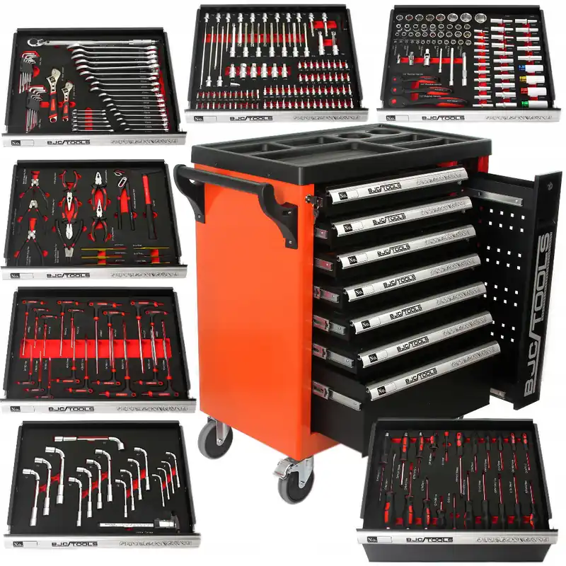 Dodaj do koszyka Profesjonalna szafka narzędziowa wózek warsztatowy 7 szuflad 298 el BJC + bity i podnośnik GRATIS