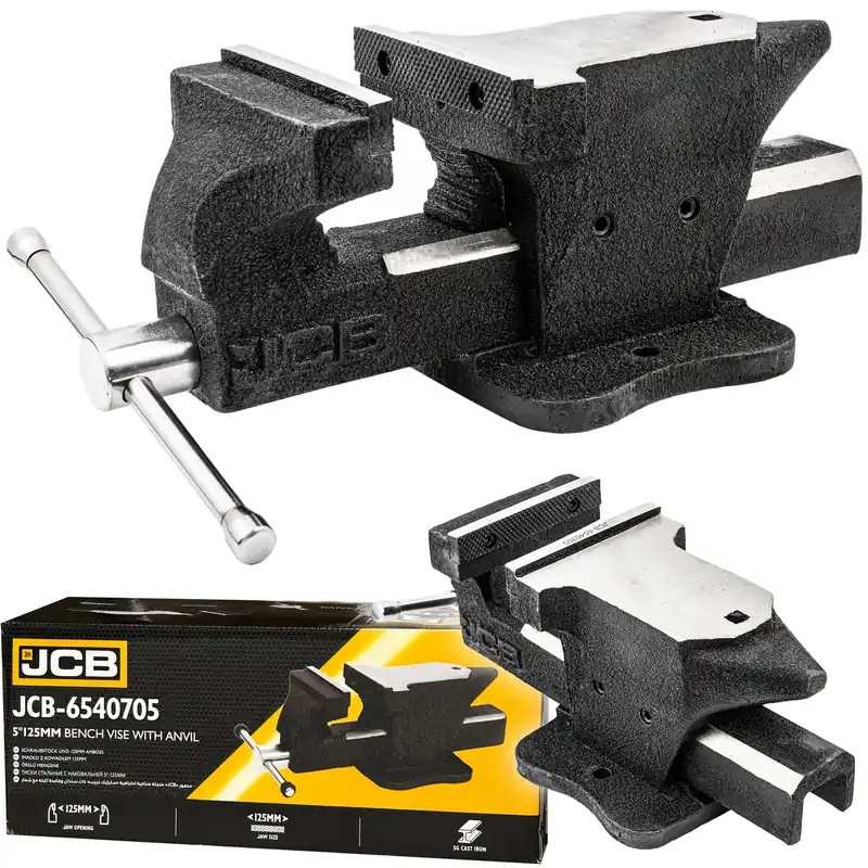 Dodaj do koszyka Profesjonalne imadło ślusarskie 125mm stalowe z kowadłem JCB