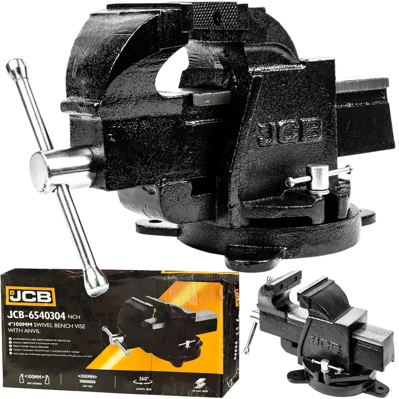 Darmowy zwrot Profesjonalne imadło ślusarskie obrotowe stalowe 100mm JCB