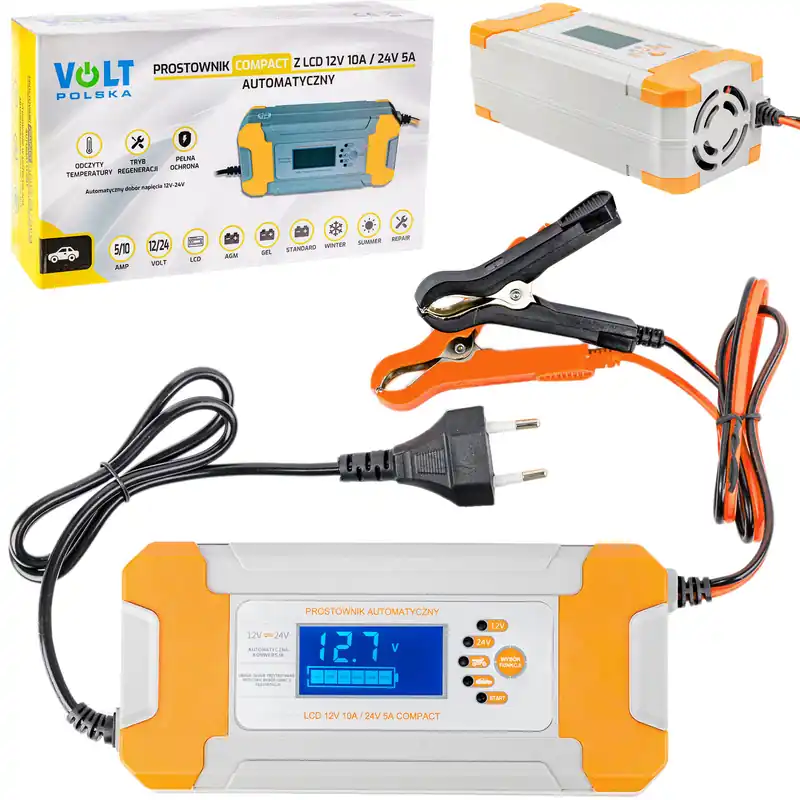 Nie przegap Prostownik samochodowy ładowarka do auta akumulatora agm żel12v 24v 10a Volt Polska
