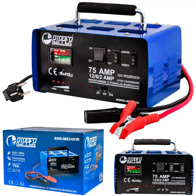Wyjątkowa oferta Prostownik z rozruchem 6/12V 75A do akumulatorów MAR-POL