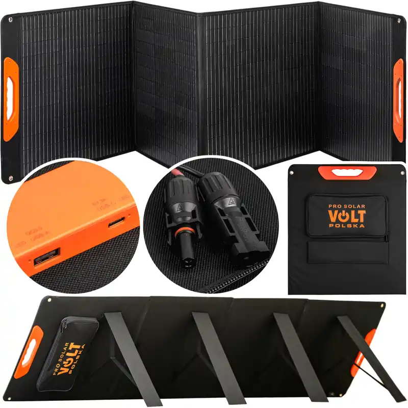 Ograniczona ilość Przenośny panel solarny PRO SOLAR 200W 2xUSB 3A SKŁADANY VOLT POLSKA