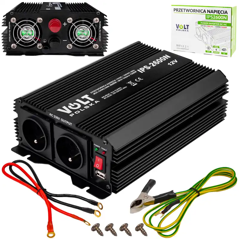 Nowy Przetwornica napięcia prądu IPS-2600N (12V/230V/2600W) VOLT POLSKA