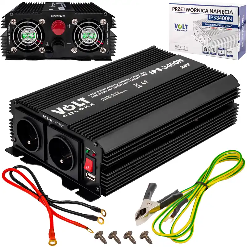 Przetwornica napięcia prądu IPS-3400N (24V/230V/3400W) VOLT POLSKA Popularny