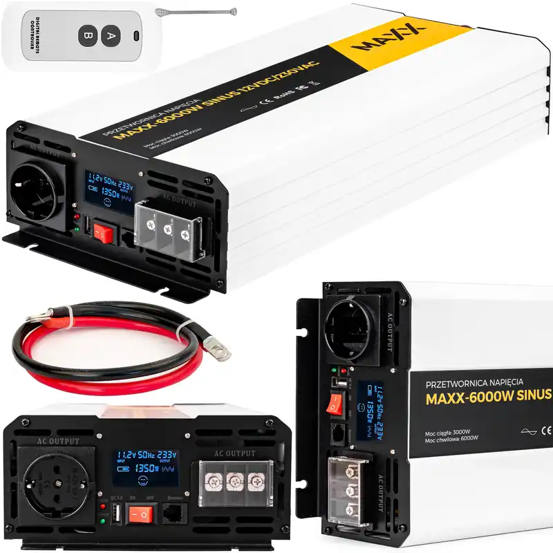 Rabat Przetwornica prądu napięcia czysty sinus 12v 230v 3000/6000w MAXX 4SUN