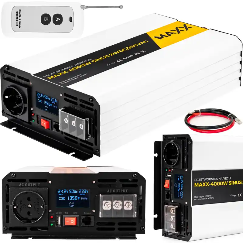 Przetwornica prądu napięcia czysty sinus 24v 230v 2000/4000w MAXX 4SUN Zamów dziś