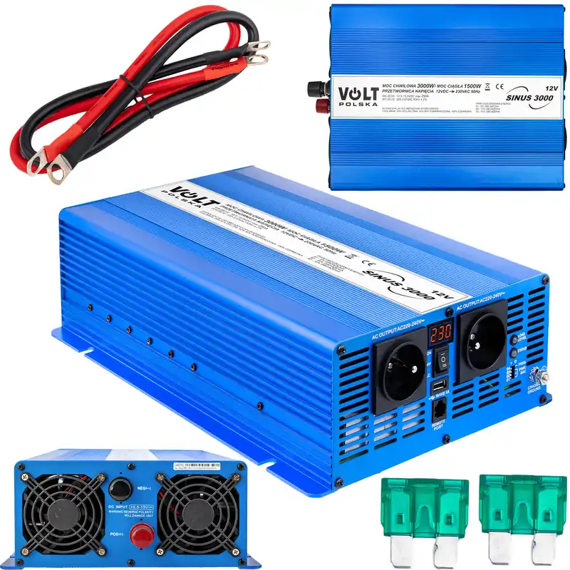 Najlepsza cena Przetwornica prądu napięcia sinus 12V 230V 3000W VOLT POLSKA