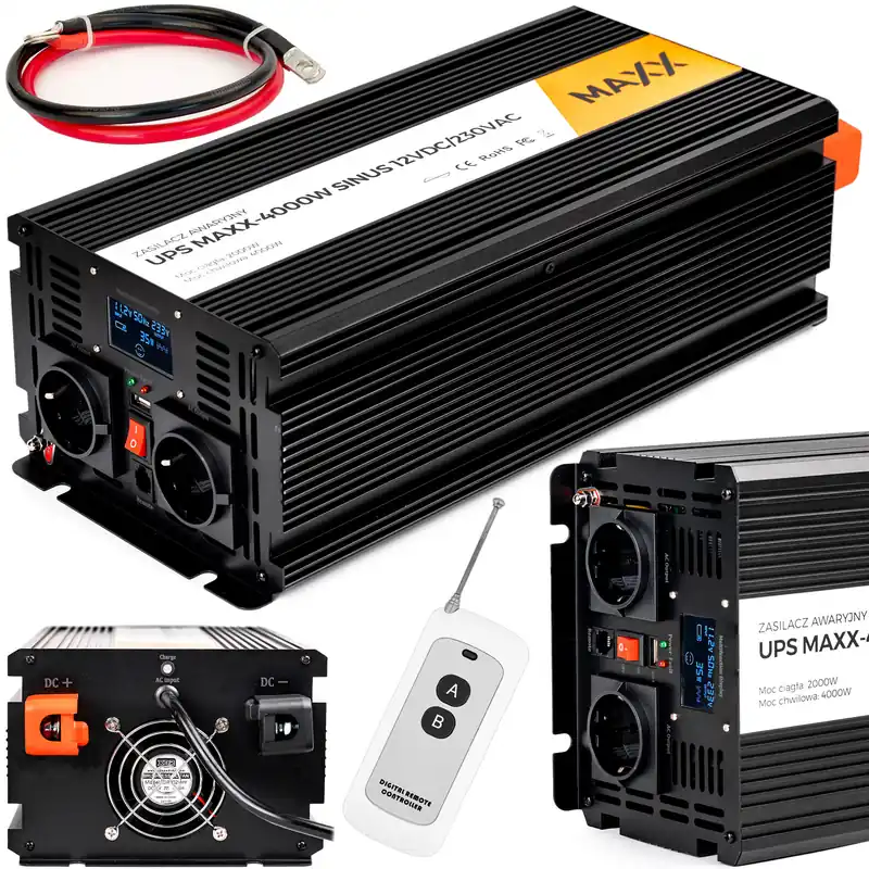 Ostatnia szansa Przetwornica prądu napięcia UPS sinus 12v 230v MAXX 2000/4000W LCD PILOT 4SUN