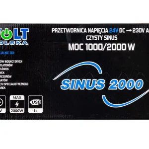 Przetwornica SINUS-2000 (1000/2000W) 24V/230V VOLT POLSKA Łatwy zwrot