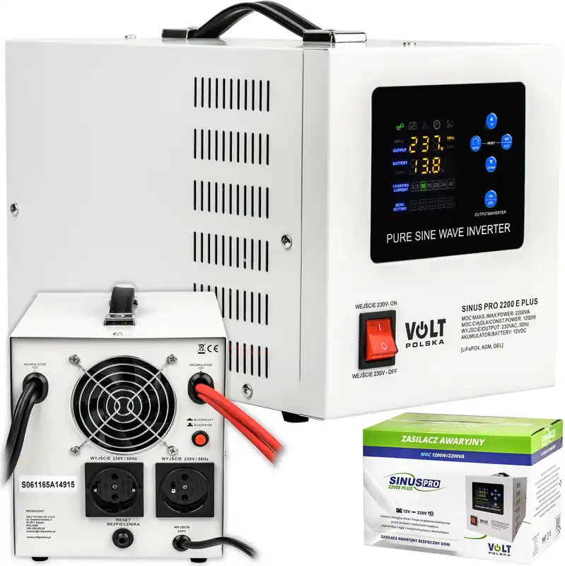 Przetwornica UPS Awaryjne Zasilanie Pieca CO SINUSPRO-2200E PLUS (12V/230V/2200W) VOLT POLSKA Nie przegap