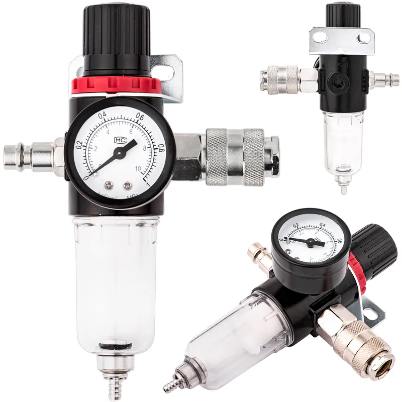 Cena promocyjna Reduktor ciśnienia filtr powietrza odwadniacz 1/4" + manometr złączki FALON-TECH