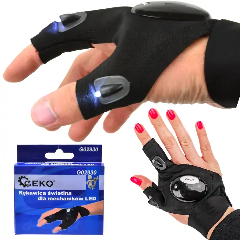 Rękawica świetlna LED warsztatowa dla mechaników GEKO Hit cenowy