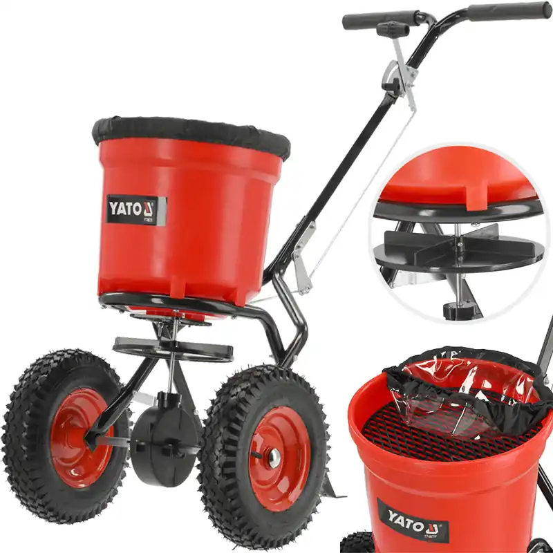 Darmowy zwrot Siewnik rozrzutnik ogrodowyrotacyjny do nawozu piasku nasion 25 kg 23 L YATO