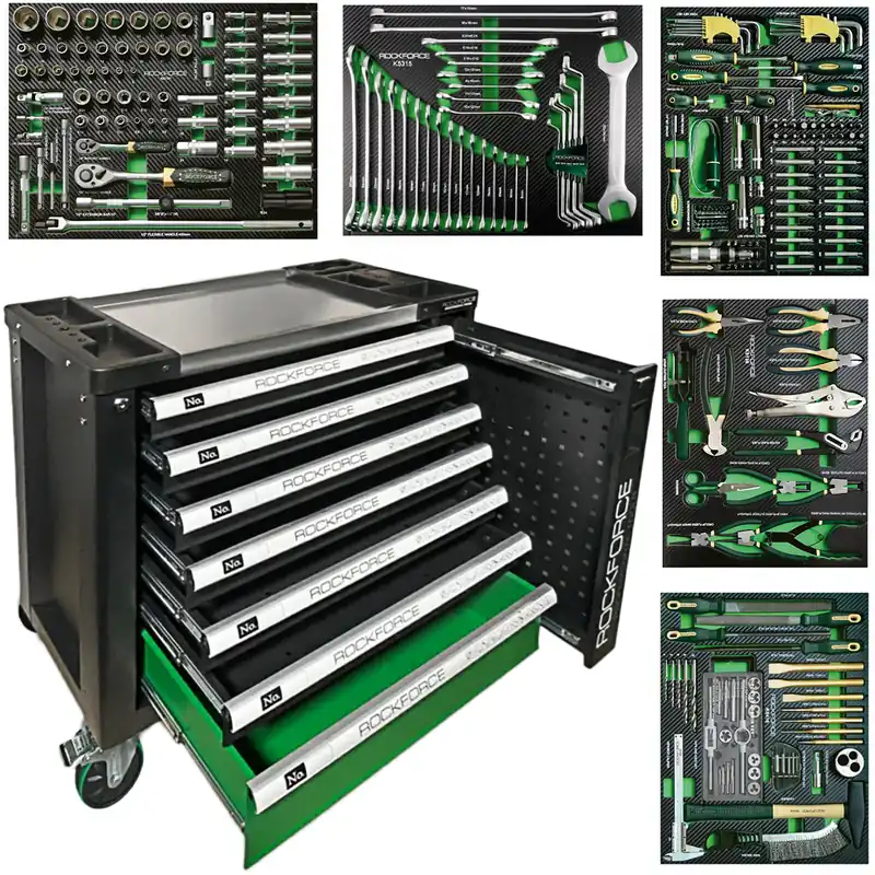 Bezpieczna płatność Szafka warsztatowa wózek narzędziowy z wyposażeniem klucze nasadowe 274 el ROCKFORCE