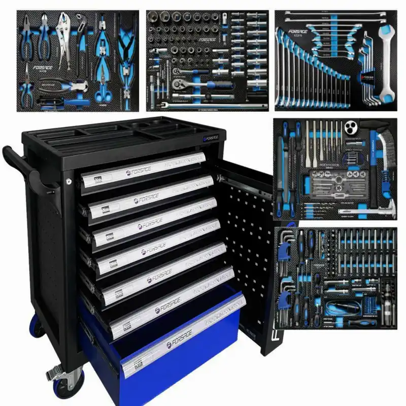 Hit sprzedaży Szafka warsztatowa wózek narzędziowy z wyposażeniem klucze nasadowe 274 el. FORSAGE