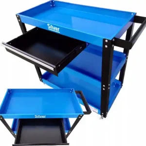 Nowość Szafka wózek zestaw warsztatowy narzędziowy skrętne koła 3 półki SILVER