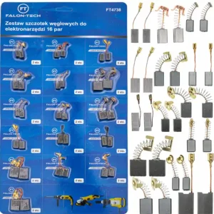 Oferta limitowana Szczotki węglowe do elektronarzędzi wiertarki uniwersalne zestaw 16 par FALON-TECH