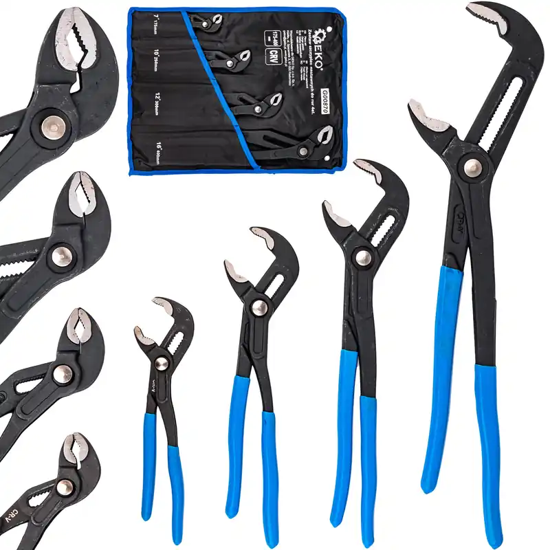 Wyprzedaż Szczypce nastawne do rur - zestaw 4szt. wraz z płachtą GEKO