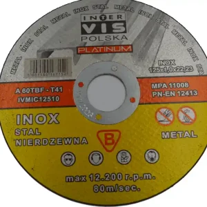 Tarcza do cięcia metalu staliINOX125x1,0x22,23mm INTER-VIS Najlepsza cena