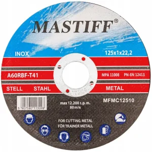 Tarcze tarcza do cięcia metalu stali 125 x 1,2 mm MASTIFF Dostępne od ręki
