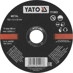Łatwy zwrot Tarcze tarcza do cięcia metalu stali inox 125 x 1,2 mm YATO