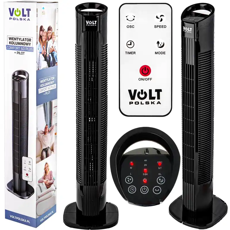 Wentylator wiatrak kolumnowy Comfort Plus 60W z pilotem VOLT POLSKA Łatwy zwrot