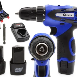 Wiertarko-wkrętarka akumulatorowa 18V +adaptery (2xAkumulator) GEKO Dodaj do koszyka