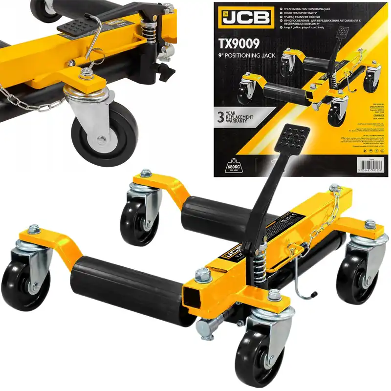 Wózek manewrowy rolkowy rolki transportowe pod urwane koła 9" 680kg JCB Wyjątkowa oferta