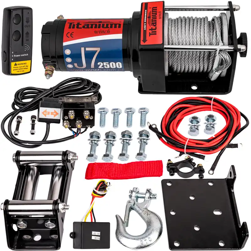 Zniżka Wyciągarka elektryczna 2500 LBS J8 ślizg Titanium Winch