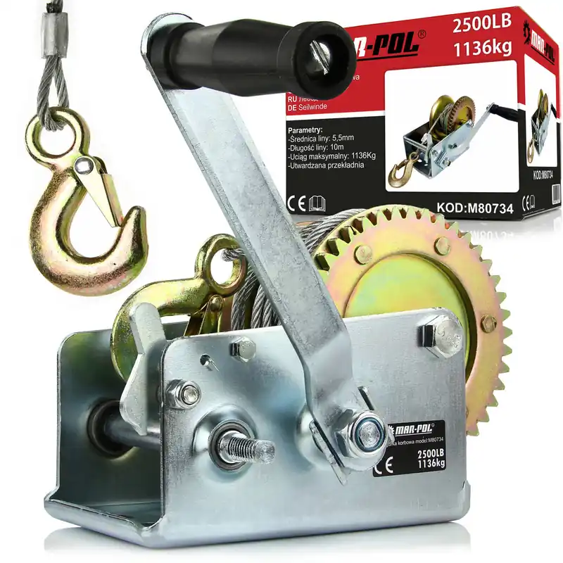 Tylko do końca tygodnia Wyciągarka korbowa linowa uciąg 1136 kg 2500 LB MAR-POL