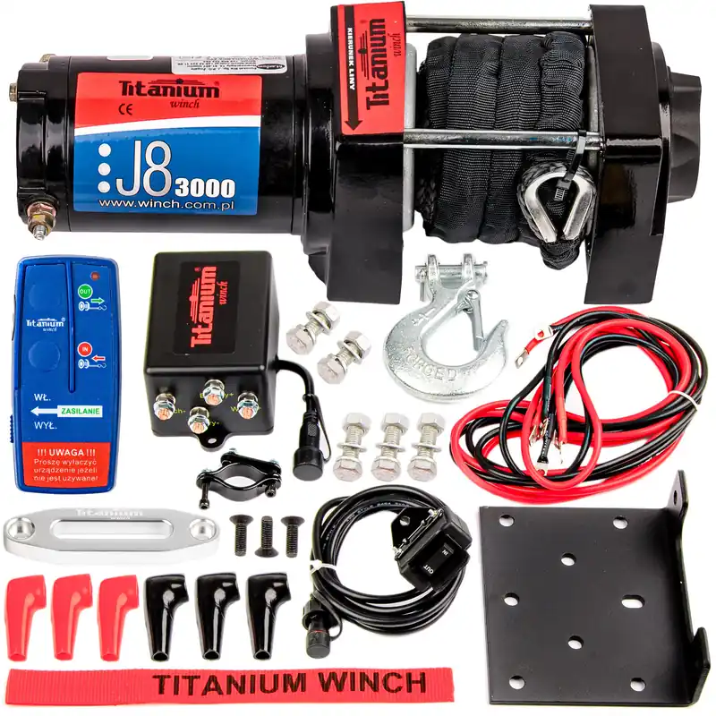 Wyciągarka wciągarka 3000lbs samochodowa 12v 1360 kg lina syntetyczna ślizg TITANIUM WINCH Super okazja