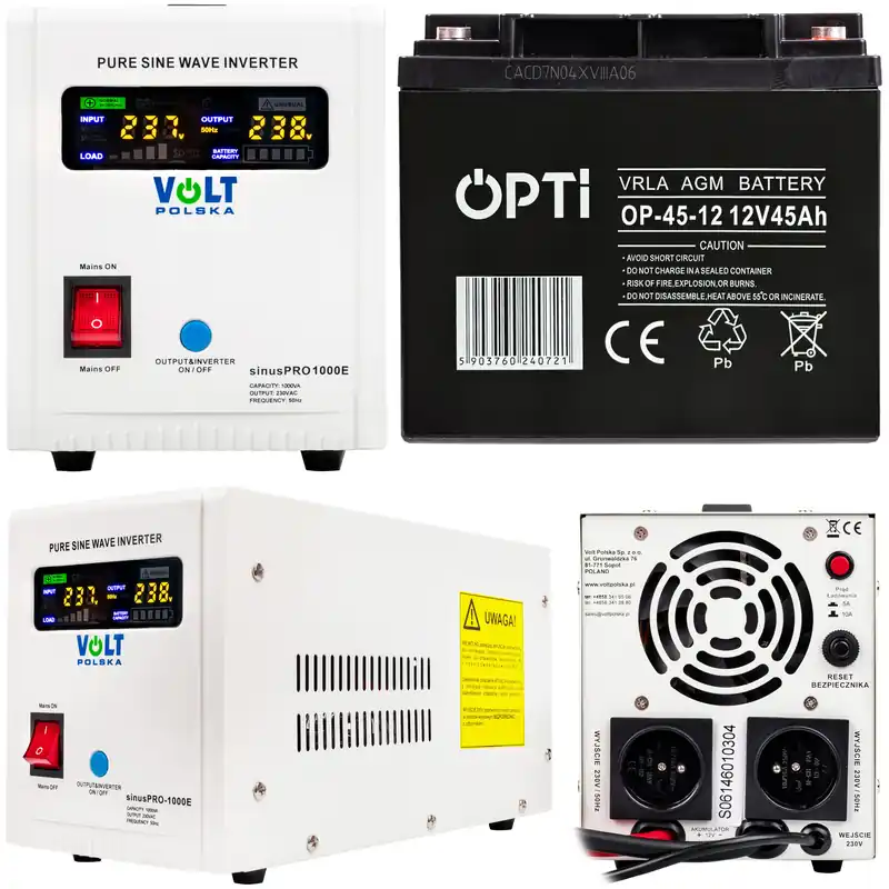 Zasilacz awaryjny przetwornica ups sinus 1000E akumulator 45ah VOLT POLSKA Ostatnia szansa