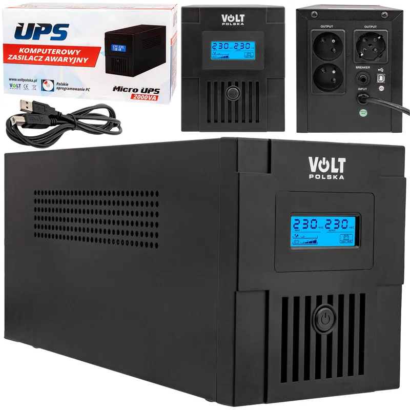 Najlepsza cena Zasilacz Awaryjny UPS Micro 2000 (2000VA/1200W/2x9Ah) LCD VOLT POLSKA