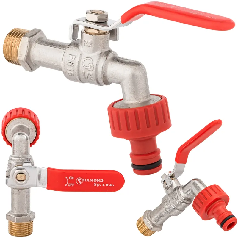 Taniej Zawór kulowy czerpalny 1/2" z szybkozłączką DIAMOND