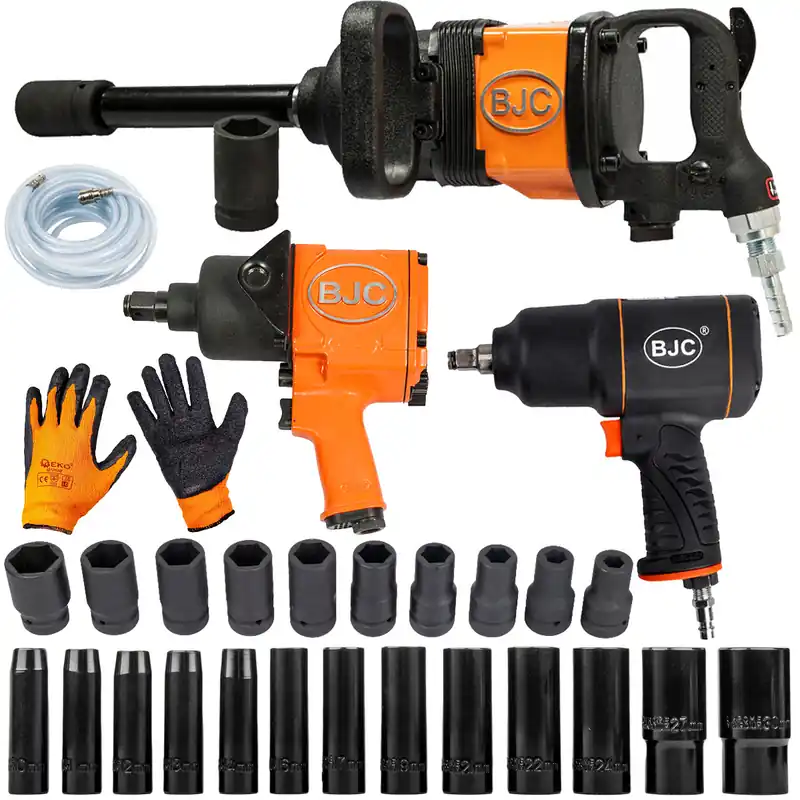 Obniżka ceny Zestaw 3x Klucz Udarowy Pneumatyczny BJC 1" 3/4 1/2 4800Nm +Nasadki +Rękawice