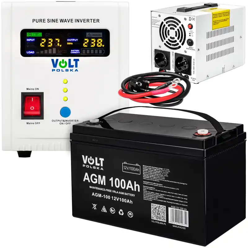 Zestaw Awaryjne Zasilanie Pieca CO Przetwornica 500E + Akumulator 100A VOLT POLSKA Promocja