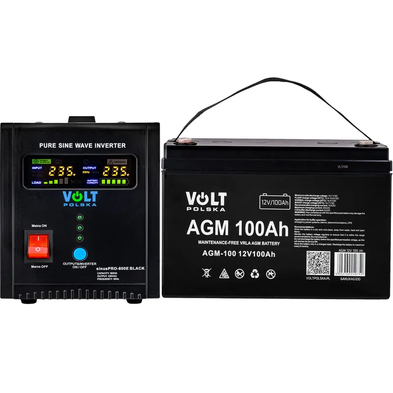 Zestaw Awaryjne Zasilanie Pieca CO Przetwornica 800E + Akumulator 100Ah VOLT POLSKA Szybka dostawa