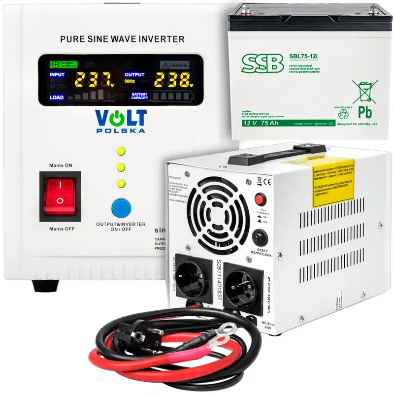 Zestaw awaryjnego zasilania - zasilanie awaryjne UPS 800w + akumulator 75AH VOLT POLSKA Hit sprzedaży