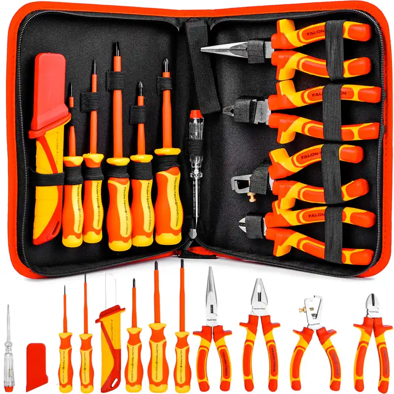Hit cenowy Zestaw elektryka narzędzi izolowanych wkrętaki ściągacz kabli miernik 11el FALON-TECH