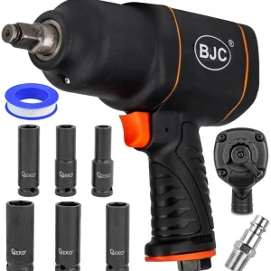 Okazja Zestaw klucz pneumatyczny udarowy do kół 1/2 1850 Nm + nasadki 10-21 mm BJC