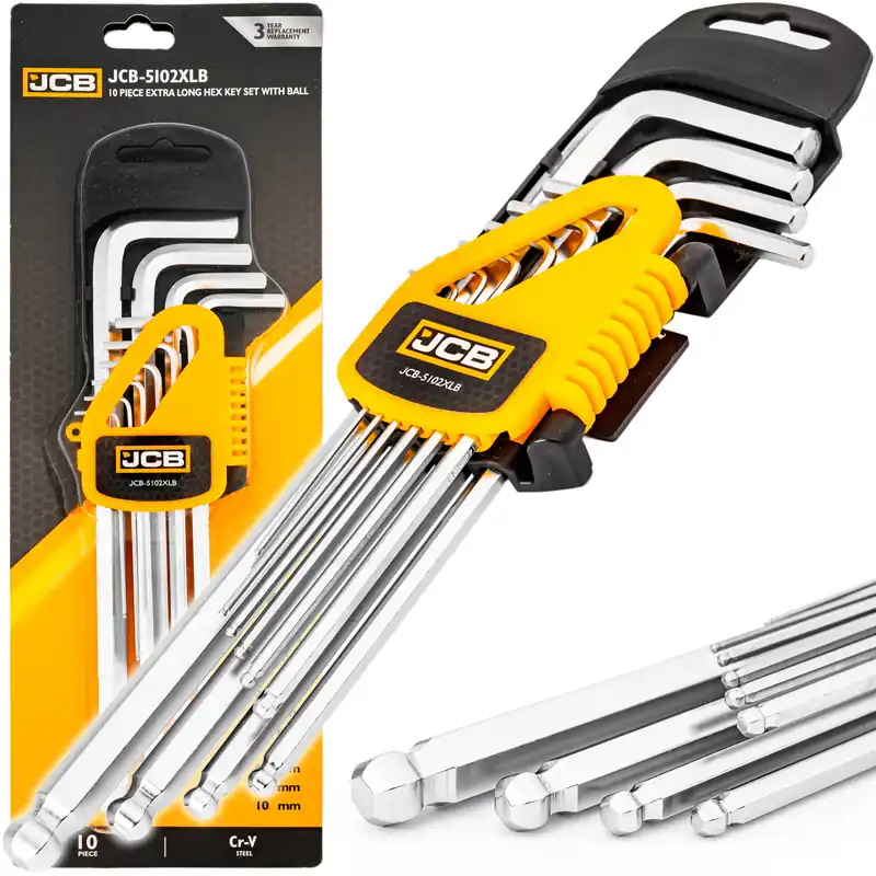 Ekspresowa dostawa Zestaw klucze imbusowe wkrętaki imbusy crv długie z kulką 10el 1,27-10mm JCB