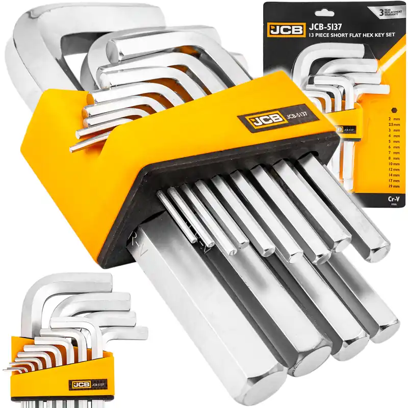 Zestaw klucze imbusowe wkrętaki imbusy crv krótkie 13el 2-19mm JCB Oferta