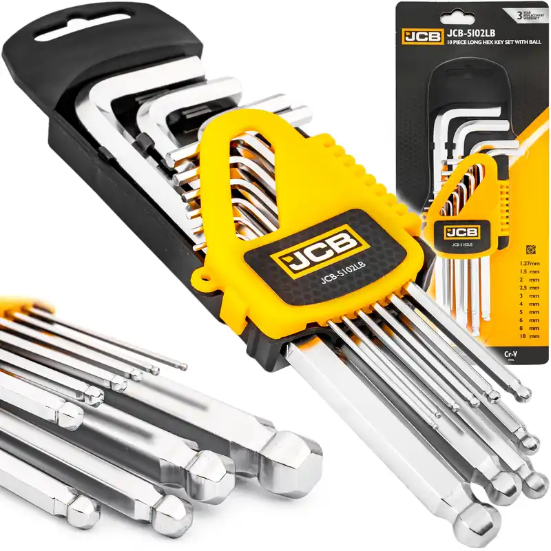 Zestaw klucze imbusowe wkrętaki imbusy crv z kulką 10el 1,27-10mm JCB Rabat