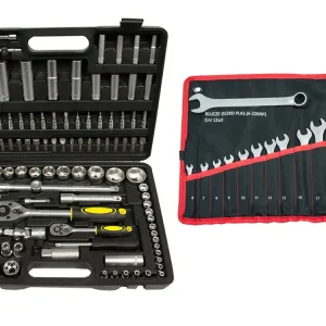 Zestaw Klucze Nasadowe 108el + Płasko-oczkowe 12el płachta Cena promocyjna