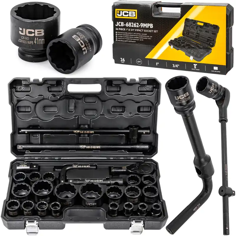 Zestaw klucze nasadowe udarowe 3/4" + 1" 26el. JCB Oferta czasowa