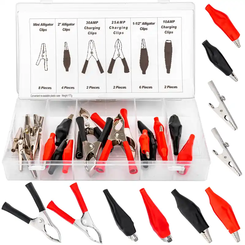 Premium Zestaw krokodylków i złączek 24 elementy oraz sortownik ROCKFORCE