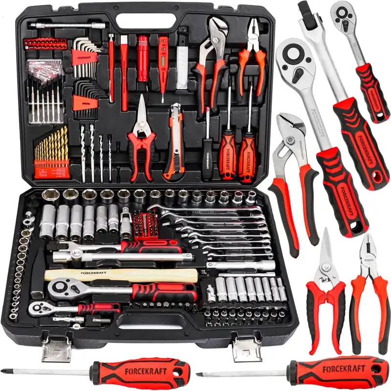 Bezpieczne zakupy Zestaw narzędziowy kluczy nasadowych klucze płaskie torx nasadki 216el FORCEKRAFT