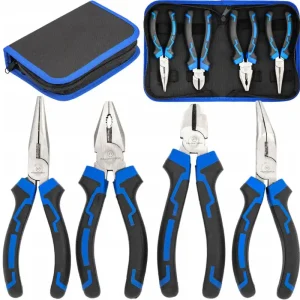 Zestaw narzędziowy kombinerki szczypce proste wygięte ucinaczki etui 4 el. FALON-TECH Okazja